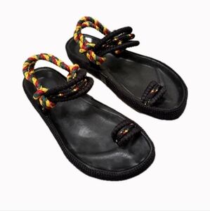 Isabel Marant Black Sandals with Multicolor Straps